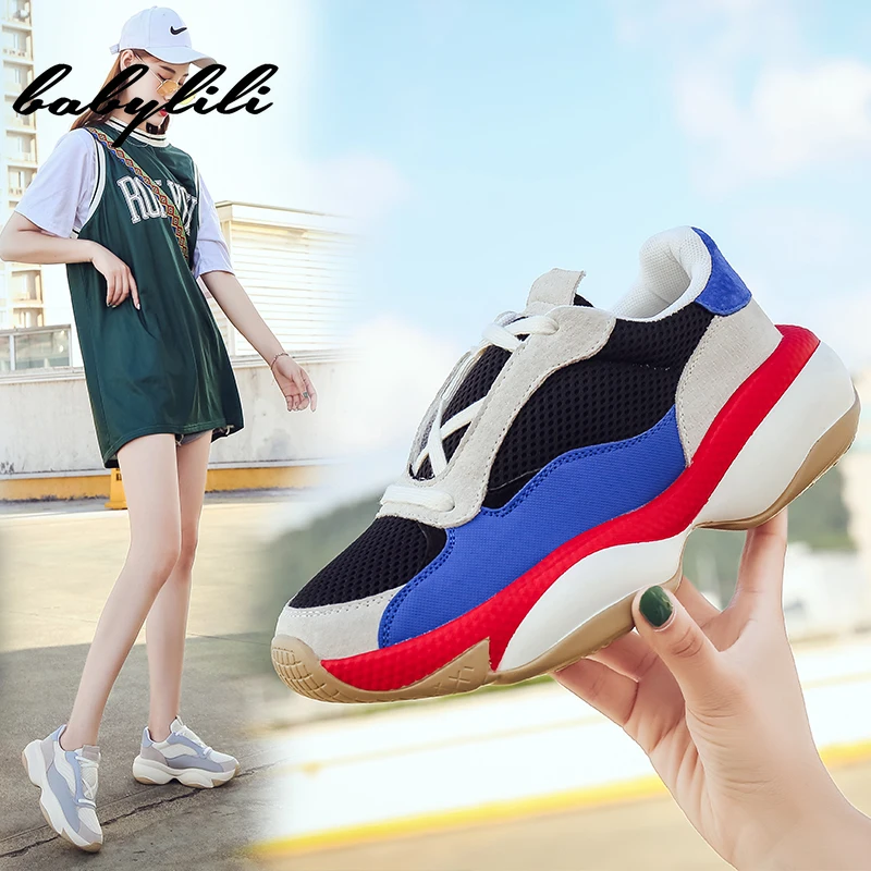 

Women Chunky Platform Sneakers Thick Sole Ladies Casual Vulcanize Shoes Dad Female Designer 2019 Fashion Sneakers For Women