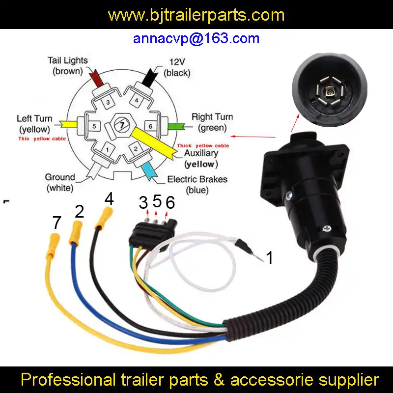 Adaptador De Remolque Impermeable De 12 V Macho Redondo Al Conector Hembra Plano Para El Remolque De Caravana Enchufe Del Remolque De 7 Pines