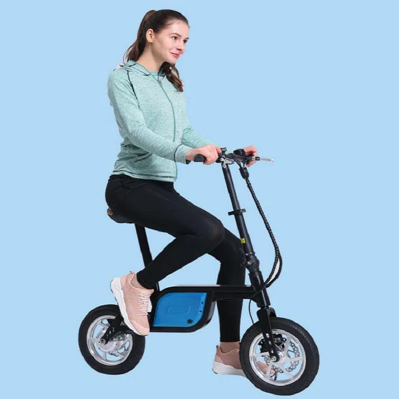 Мини взрослых Электрический велосипед 12-дюймовый складной электрический скутер литий-ионные аккумуляторы светильник и удобный