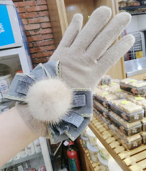 Новый корейский сенсорный экран мяч Перчатки шерсть теплые вязаные женские весна зима Перчатки толстые варежки