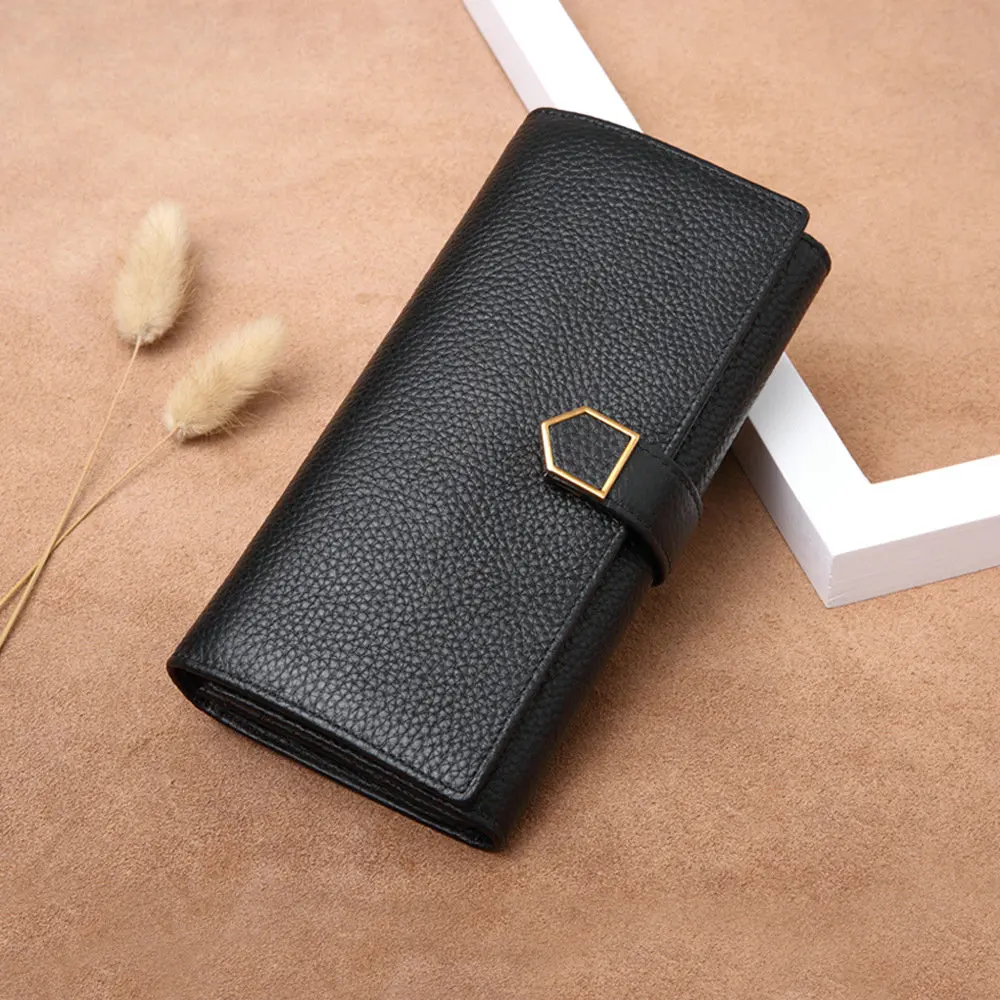 

European and American style Cowhide Wallet for Women Leather Woman Purse Long Clutch Bag Mobile Multi Card Holder Coins