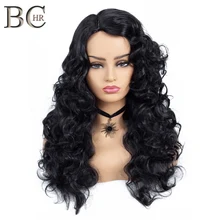 BCHR тело волнистый синтетический парик для черных женщин естественная черная сторона часть длинный парик термостойкие волокна волос парики