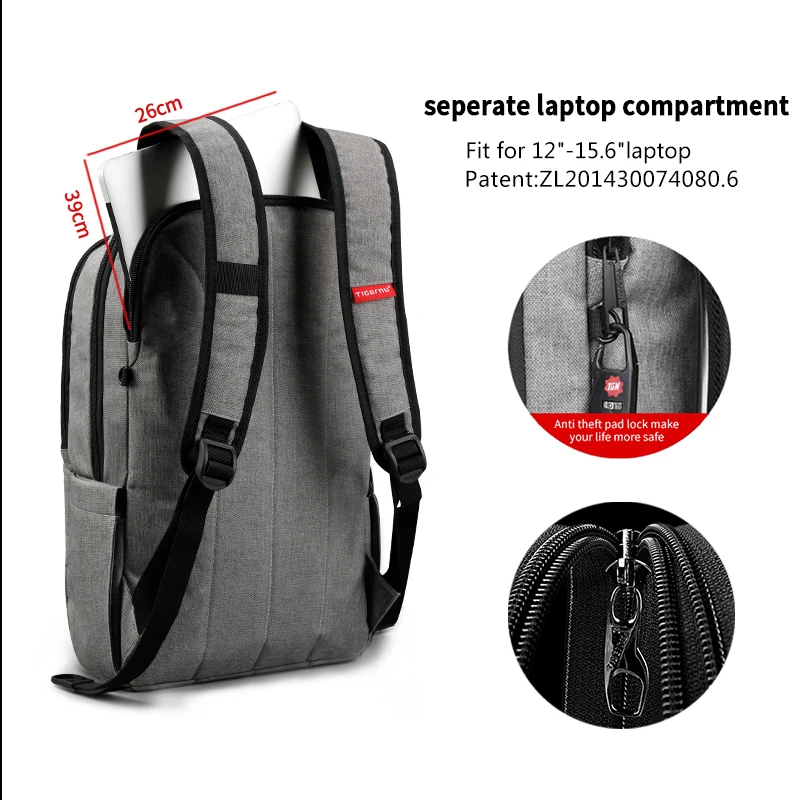 Tigernu Anti theft USB зарядка мужские 14,1 дюймов ноутбук рюкзаки женские рюкзак Mochila школьный рюкзак сумка повседневная сумка для ноутбука