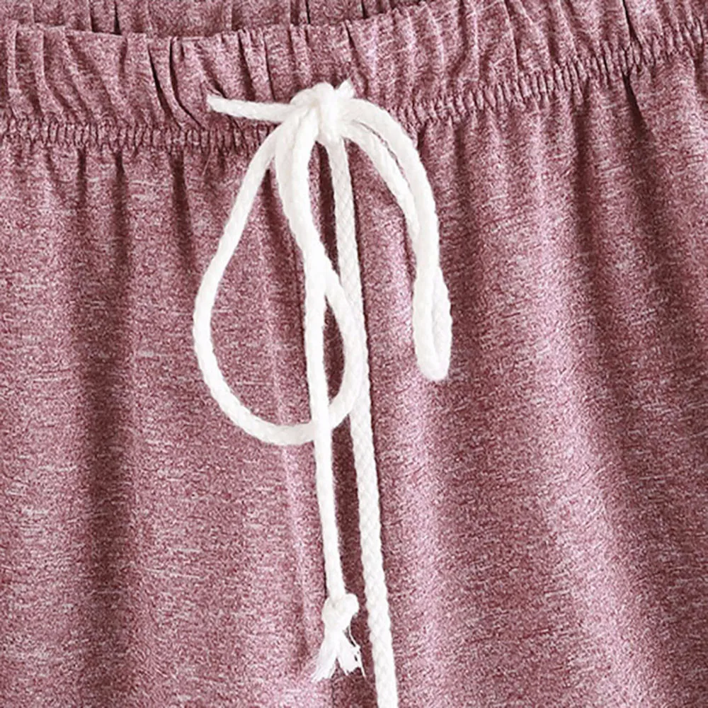 Summer Women Short Pants Solid Rope Straps Mid Waist Elastic Loose Shorts Waist Ringer Shorts Pants Wholesale And Freeship F#J12 (5)
