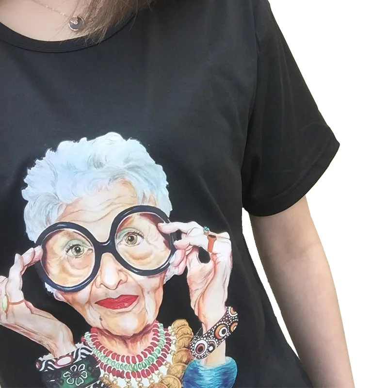 

2019 Funny Ladies Harajuku T Shirt print Glasses female O-Neck Fashion Punk Tops Tees Casual Short Sleeve Women Loose Tshirt
