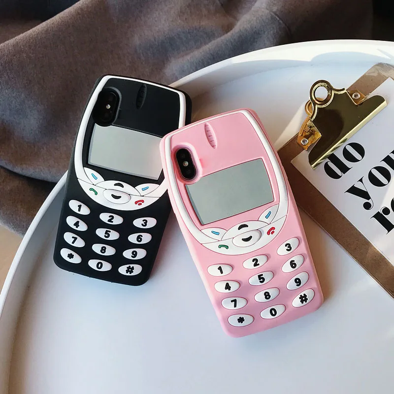 

Silicone Case for iPhone 6 6s 7 8 Plus X XS MAX XR Cases 3D Retro Keypad Phone Cover