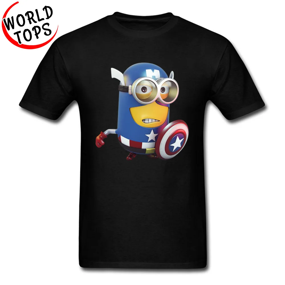 

Well Chosen Birthday Gift Tshirt For Boyfriend Minions Captain America Cartoon T-Shirts No Glue Print Slim Fit O-Neck Tops Funny