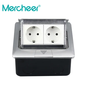 

Popular All Aluminum Panel EU Standard Pop Up Floor Socket 2 Way Electrical Outlet Modular Combination
