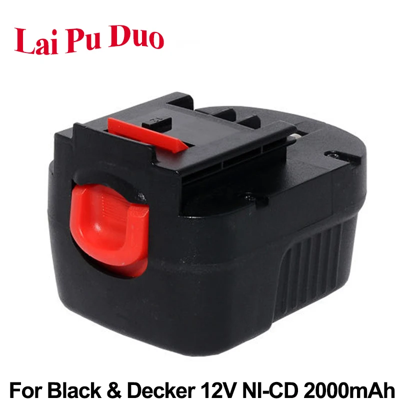 

12V 2000mAh Ni-CD Replacement Power Tool Battery For Black&Decker: A12,A12-XJ,A12EX,HPB12,BD12PSK,CP122K,FSB12,FS120B