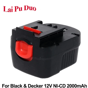 

12V 2000mAh Ni-CD Replacement Power Tool Battery For Black&Decker: A12,A12-XJ,A12EX,HPB12,BD12PSK,CP122K,FSB12,FS120B