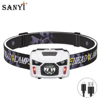 

Sanyi Mini Rechargeable LED Headlamp Induction Head Light Body Motion Sensor Bicycle Lamp Outdoor Camping Flashlight With USB