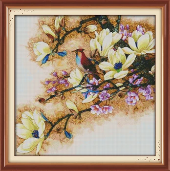 

The beautiful yulan magnolia Cross Stitch Kits 11CT Printed 14CT Set DIY Chinese Cross-stitch Counted Embroidery Needlework
