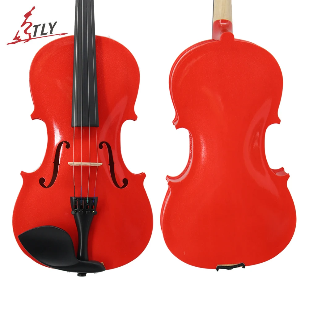 Red Acoustic 4/4 3/4 1/2 1/4 1/8 for Beginner Case Bow Rosin Shoulder Rest Mute Strings Violin for Students