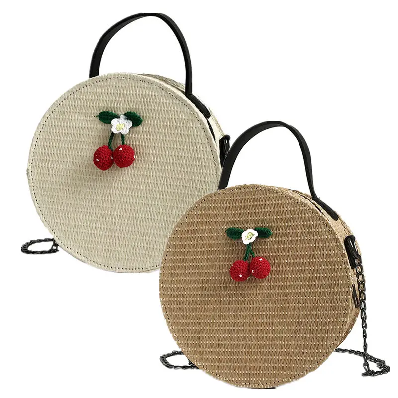 

New Beach Bag Straw Shoulder Bags Women Handbags Woven Rattan Sac A Main For Ladies Round Rattan Handbags Women Circle Straw Bag