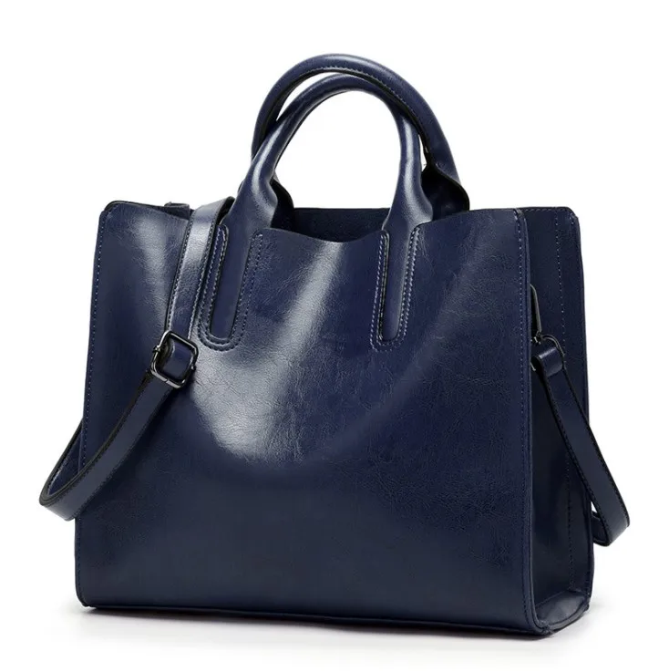 Женские кожаные сумки, большая сумка, высокое качество, повседневные женские сумки, сумка-тоут, испанская Фирменная Наплечная Сумка, женская большая сумка - Цвет: blue