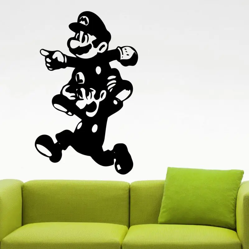 Super Mario videojuego etiqueta juego Decal Gaming Posters Gamer vinilo Wall Decals Parede Decor Mural videojuego etiqueta