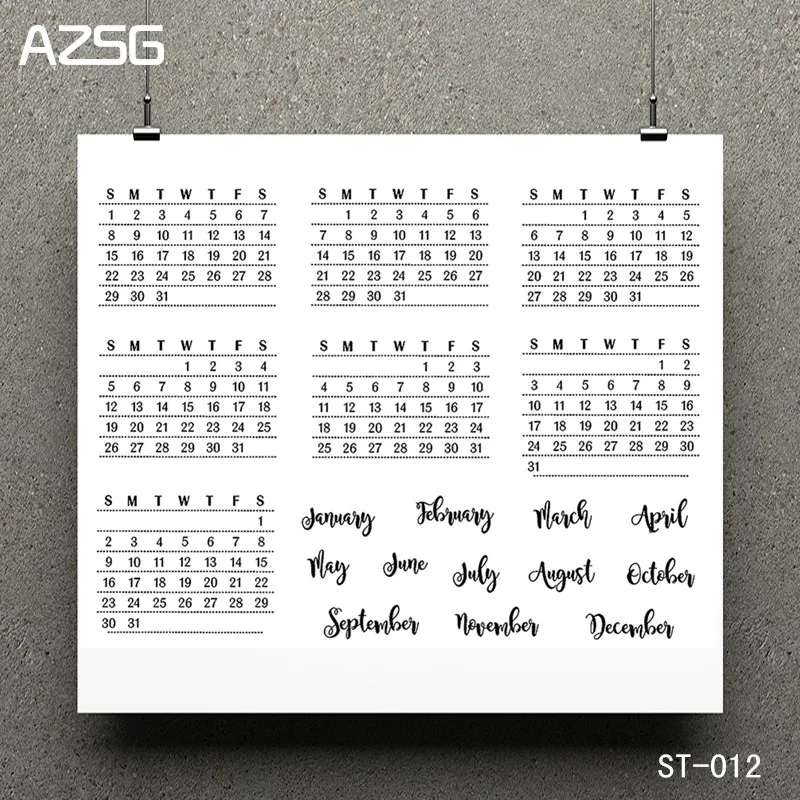 

AZSG Calendar Map Transparent Clear Stamp/Seal for DIY Scrapbooking/photo Album Decorative Clear Stamp Sheets 11*16cm