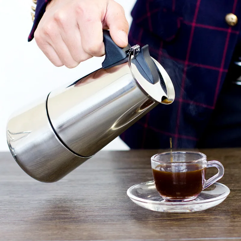 IVYSHION 100/200/300/450 мл портативный Эспрессо кофеварка Moka Pot из нержавеющей стали чайник