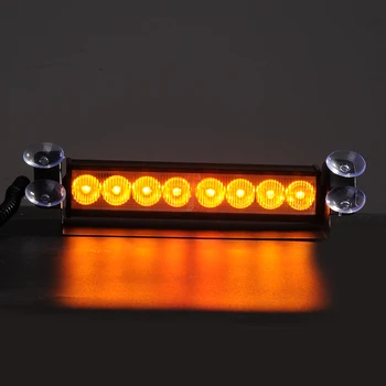 

Yellow 8 LED Car Dash Strobe Lights Red Blue Flash Emergency Police Warning Safety Lamp