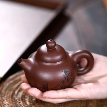 

Teapot Famous Manual Raw Ore Bottom Groove Clear Purple Clay Huaying Pot Kung Fu Tea Have Household Infusion Of Tea Kettle