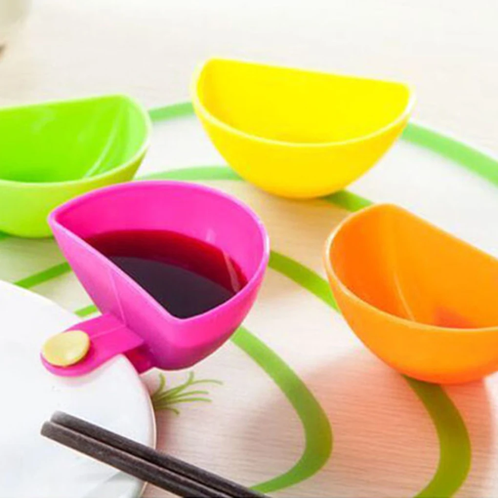 

4Pcs/set Salad Sauce Ketchup Jam Dip Clip Cup Bowl Saucer Tableware Box Container Tomato Sauce Sugar Kitchen Gadgets