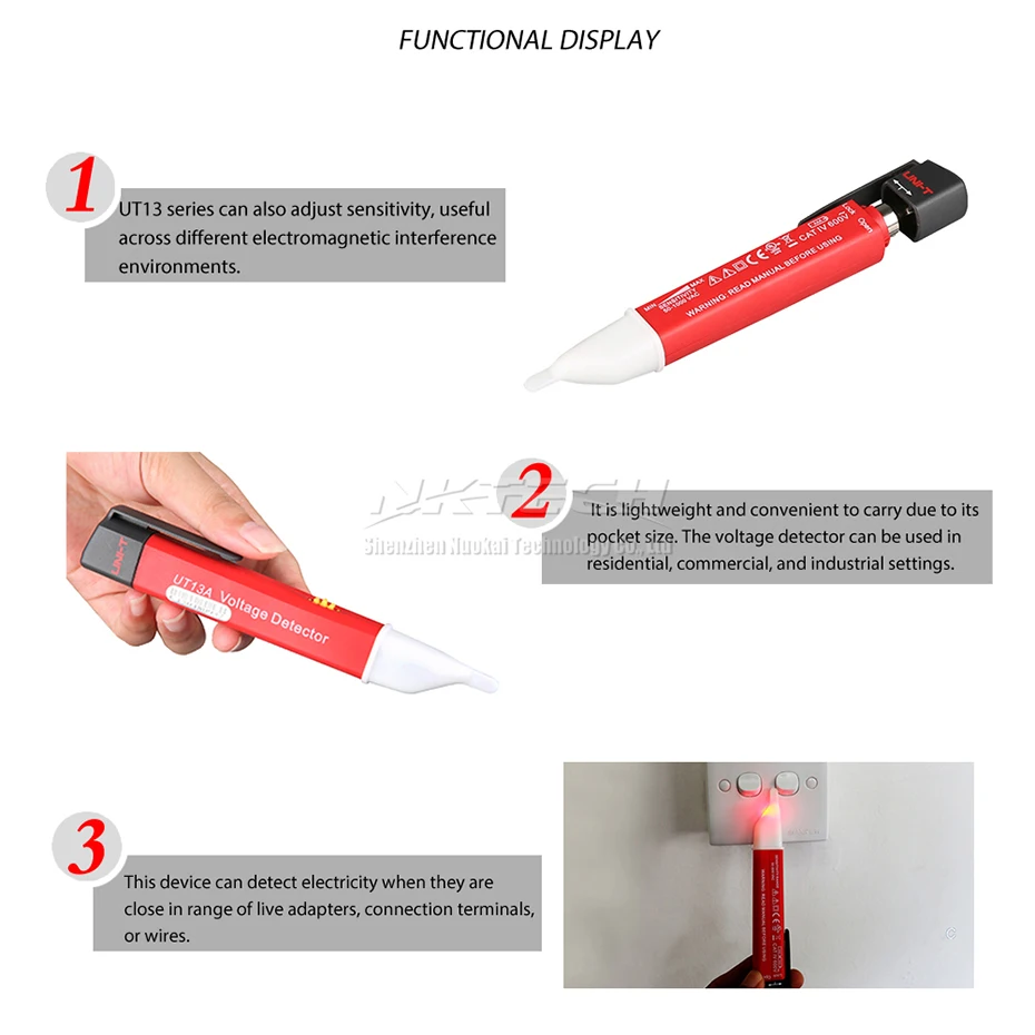 UNI-T Тесты ручка UT13A UT13B детекторы напряжения переменного тока Регулируемая чувствительность автоматического обнаружения 24 V-600 V светодиодный вспышка звуковой индикатор 50/60Hz