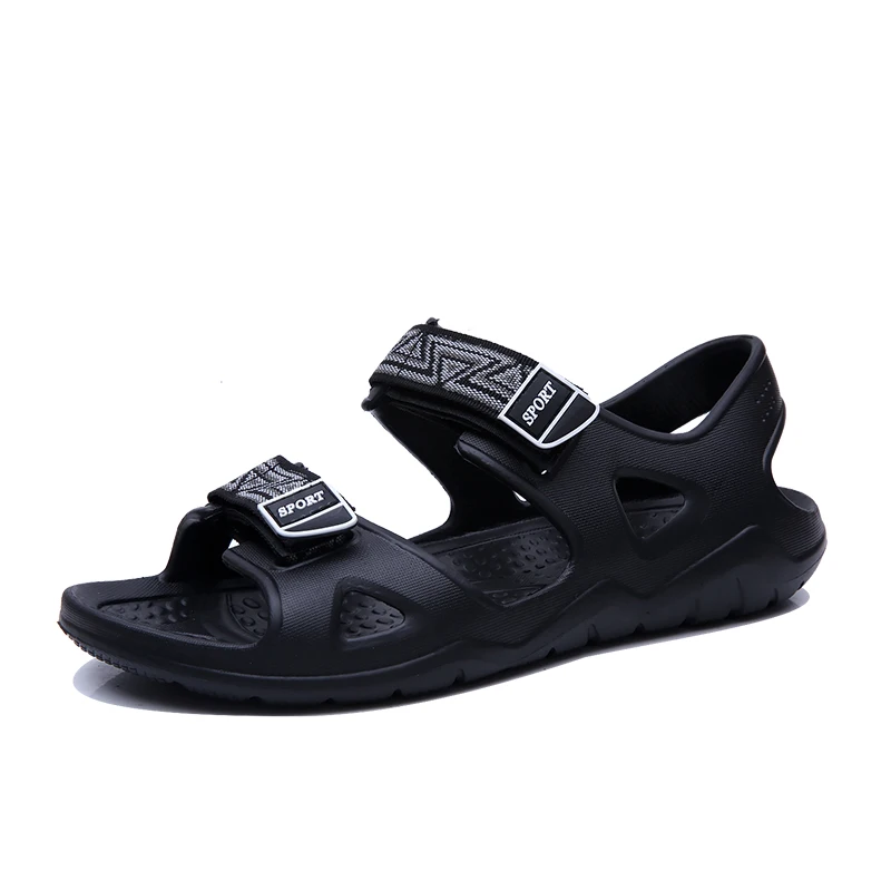 Large Size Men Sport Sandals Summer Cheap Beach Shoes Light Outdoor Non-slip Water Shoes Rivers Upstream Slippers Man Footwear - Цвет: Black