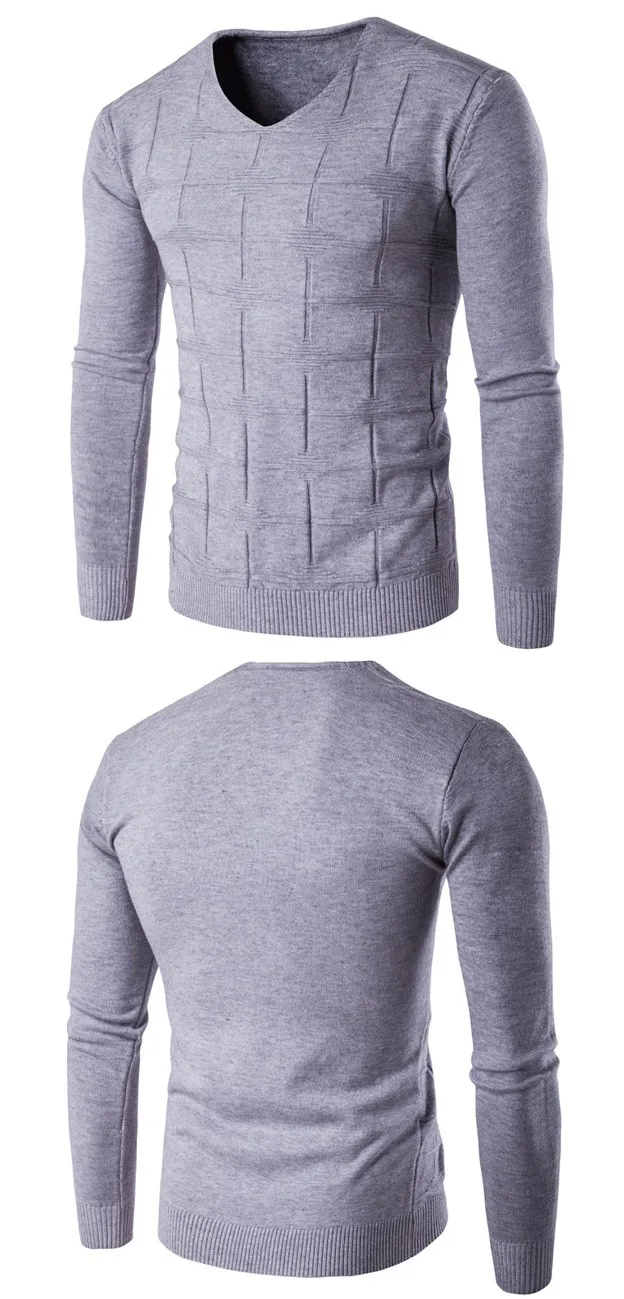 Мягкий теплый свитер Мужская брендовая одежда Slim Fit v-образным вырезом пуловеры мужские свитера модные квадратные трикотажные Pull Homme
