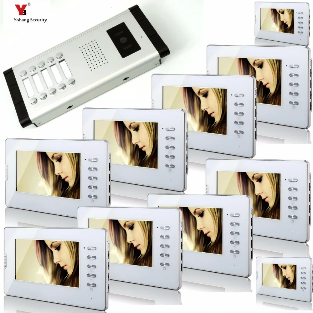Yobang Security 7 inch Color Wired Video Doorbell Door Chime,Rainproof Door Phone For 10 White Units Villa Apartment Intercom Yobang Security 7 inch Color Wired Video Doorbell Door Chime,Rainproof Door Phone For 10 White Units Villa Apartment Intercom