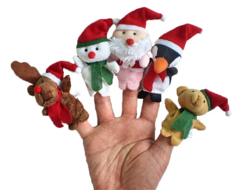 Christmas Family Finger Puppets Plush Toys Santa Claus Snowman Penguin Deer Bear Angel Bed Time Story Dolls 11pcsset (3)