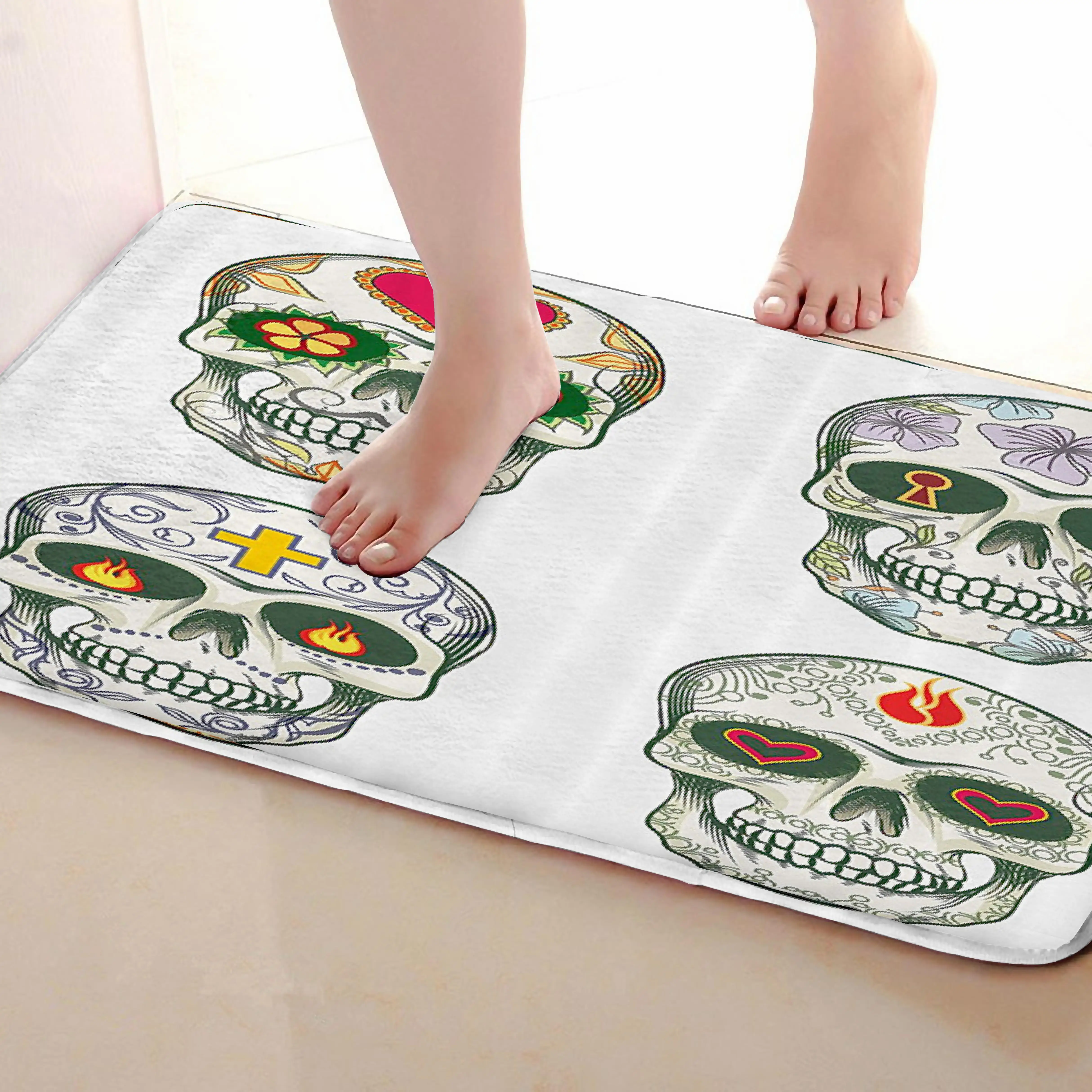 Череп Стиль Коврик для ванной комнаты, смешной Противоскользящий коврик для ванной, занавески для душа s аксессуары, соответствующие вашей душевой занавеске