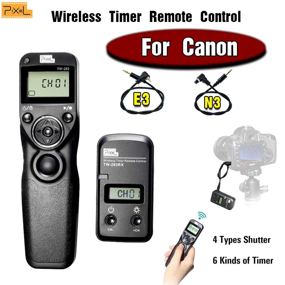 

Pixel TW-283 Wireless Timer Remote Control Shutter Release Cable For Canon 60D 700D 650D 600D 550D 450D 400D 300D 1100D 1000D 5D