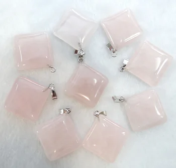

natural stone Turquoises Opal Quartz crystal aventurine square Charms pendant for diy jewelry making Necklace24pcs