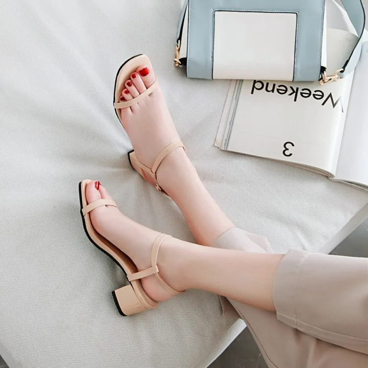 

Big Size 9 10 11 12 high heels sandals women shoes woman summer ladies Open toe shoes with medium thick heels