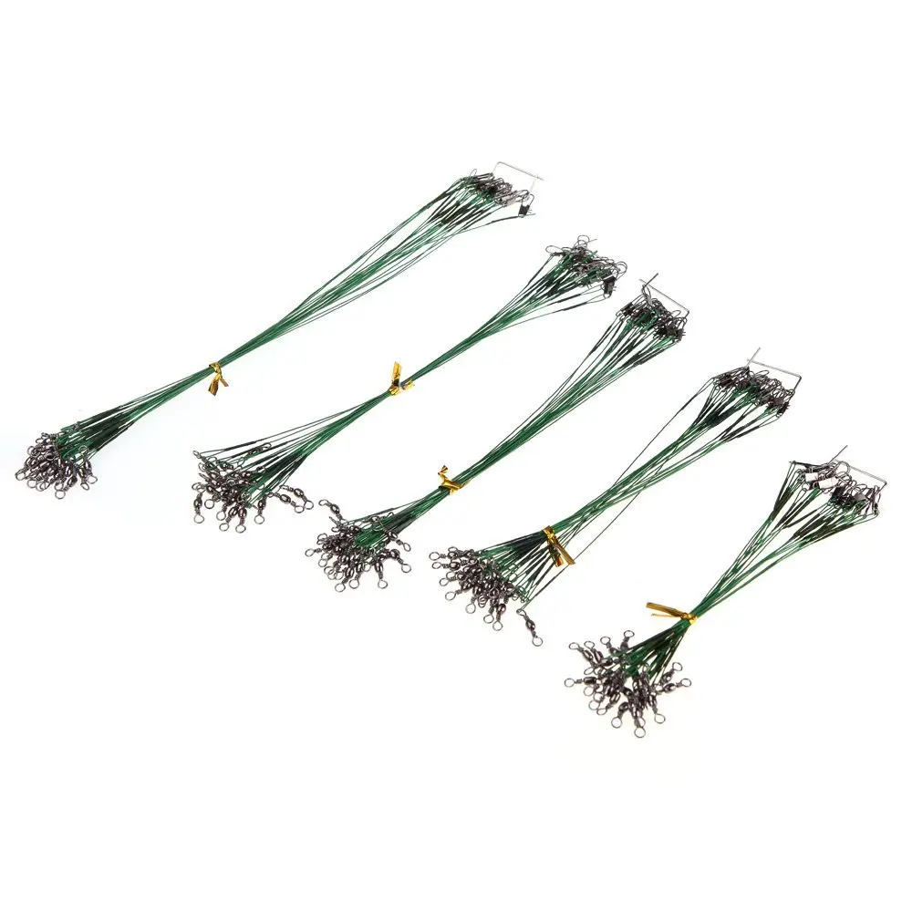 

New 100Pcs 13/15/18/20/25cm Fishing Lure Trace Wire Leader Swivel Tackle Steel Spinner