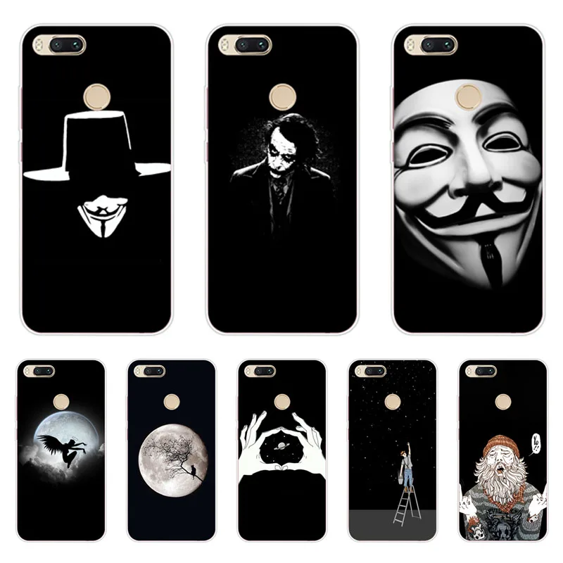 xiaomi mi A1 5X Case Silicon Black graffiti Painting Soft TPU Back Cover for MI Protect Phone cases shell |