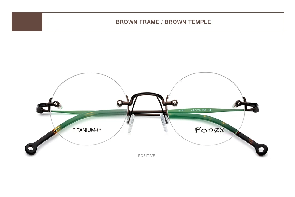 FONEX чистый титан без оправы оптические очки для мужчин Винтаж Круглый рецепт женщин Близорукость оправы 9141