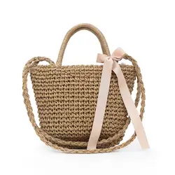 Travel leisure Сумки Винтаж Для женщин галстук-бабочка Креста тела сумки простой Weave Tote Сумки сумка девушки цилиндрический мешок