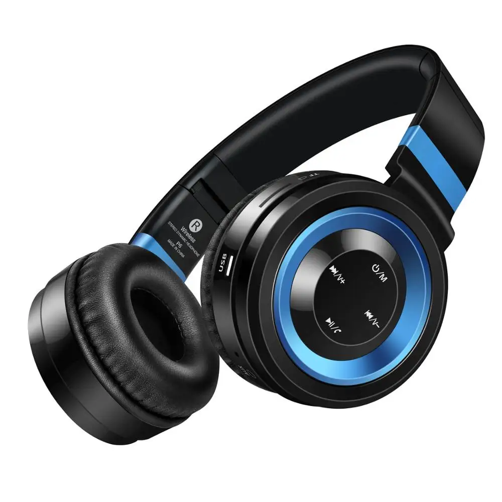 P6 Bluetooth наушники портативные беспроводные наушники с микрофоном Поддержка TF карты стерео гарнитура для iphone huawei xiaomi телефон ПК - Цвет: Black blue