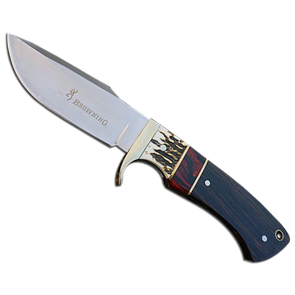 

DuoClang Outdoor Survival Knives 7Cr17Mov Steel Antlers Walnut Ebony Handle Hunting Fixed Blade Knife Top Quality