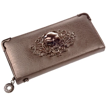 

Cool Retro Skull Wallet for Women Vintage Clutch Bag Silver