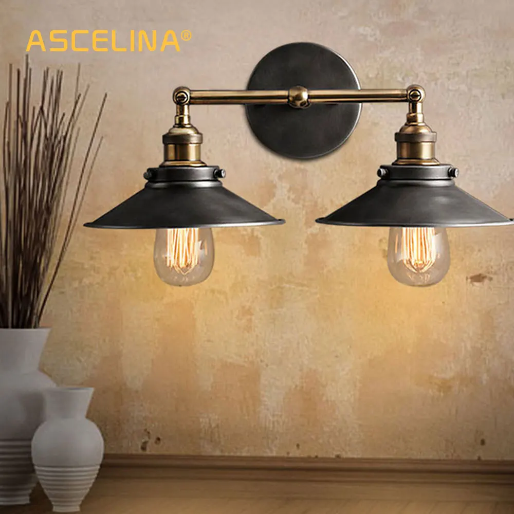 ASCELINA loft wall lamp industrial antique Wall Sconce led WALL Lights for home lighting stairs bedroom light updown E27 85-260V