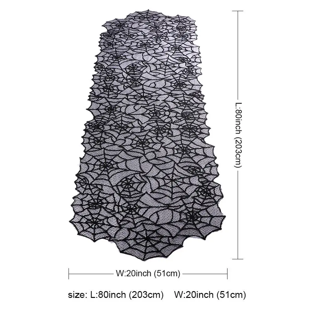 OurWarm Хэллоуин паук веб-стол бегун Черная кружевная лампа для камина оттенки паутина реквизит украшения-ужастики для хеллоуина Дом DIY - Цвет: Lace Table Runner