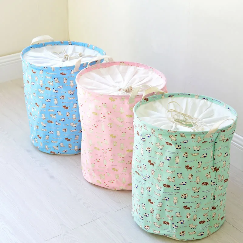 Estilo zakka tela impermeable almacenamiento plegable ropa sucia Cubos