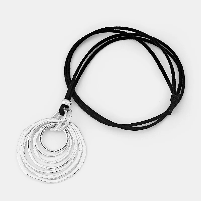 1 шт. модное ожерелье Boho Bohemia мульти-круг Lagenlook подвеска черная длинная Искусственная Замша Шнур свитер ожерелье ювелирные изделия
