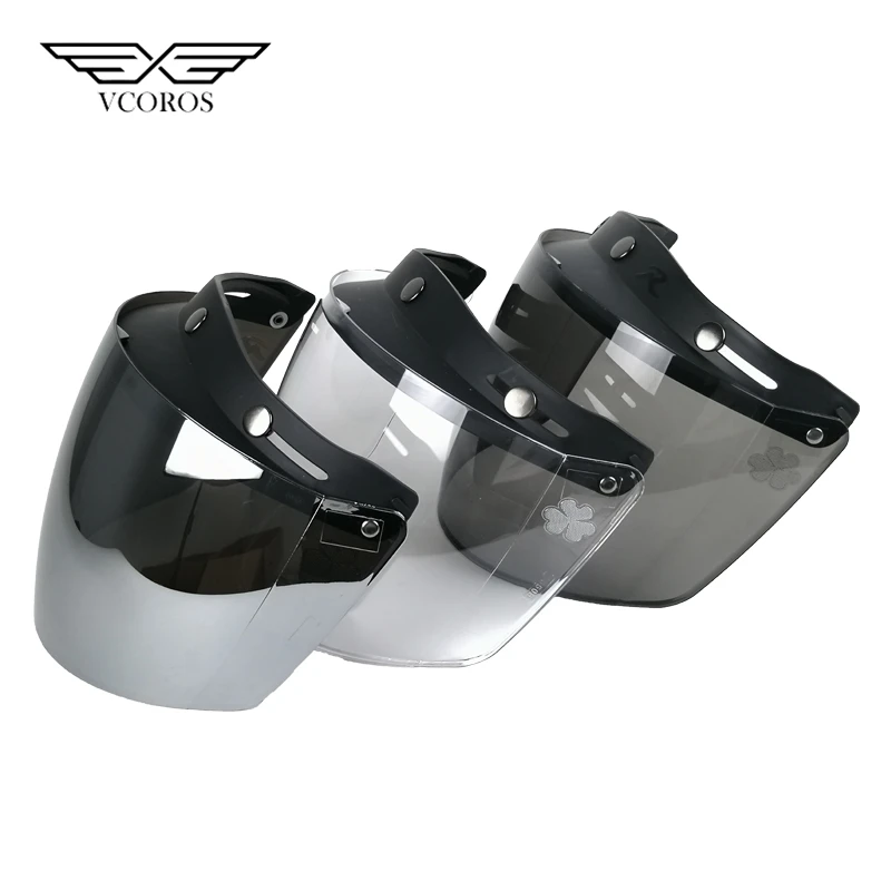 

Vintage Universal Straight Lens 3 Snap Motorcycle Bubble Shield Visor Vintage Helmet Scooter Retro Lens Shield Glasses