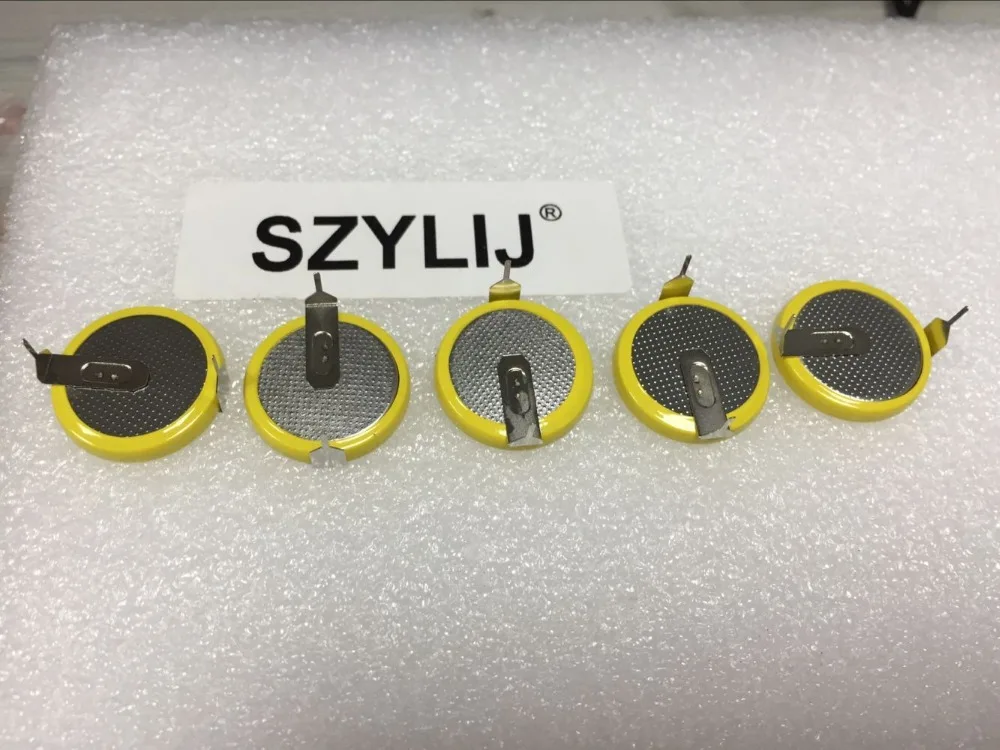 

5pcs/lot LIR2032 3.6V rechargeable button battery, plus button battery pins 180 degrees