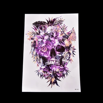 

1Pc Skull Beautiful Temporary Tattoo Stickers Temporary Body Art Waterproof On The Hand Beauty Makeup Tattoo 21*15cm