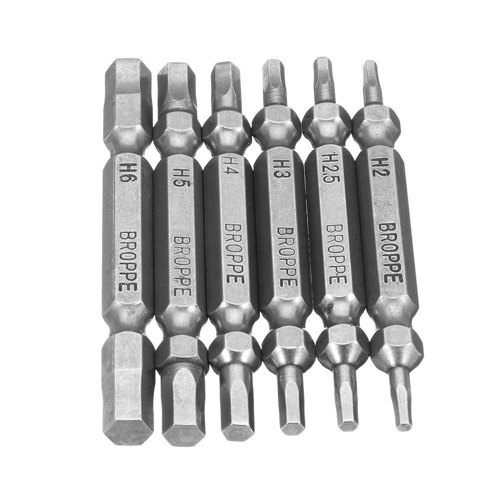 

Broppe 6pcs Double Hex Head Magnetic Screwdriver Bits H2-H6 65mm Long 1/4 Inch Hex Shank S2 Hand Tools H2 H2.5 H3 H4 H5 H6