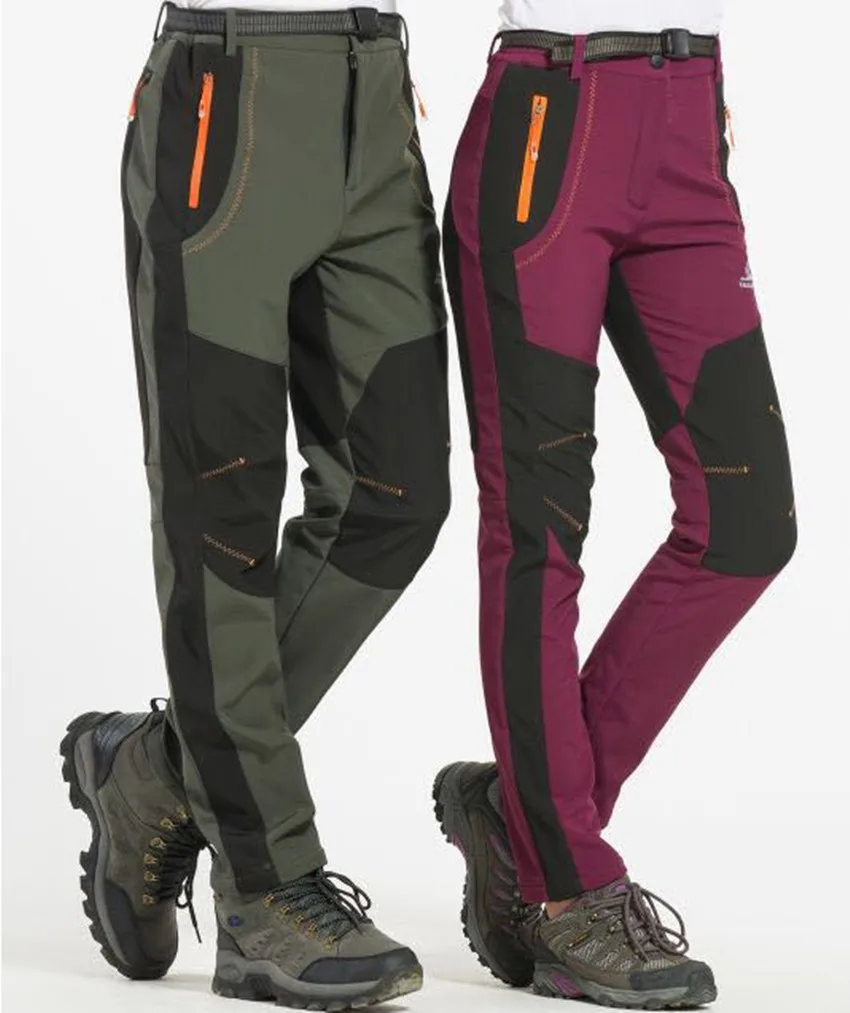 

S-4XL Plus Size Women & Men Winter Outdoor Softshell Pants Waterproof Windproof Fleece Trousers Climbing Hiking Pants